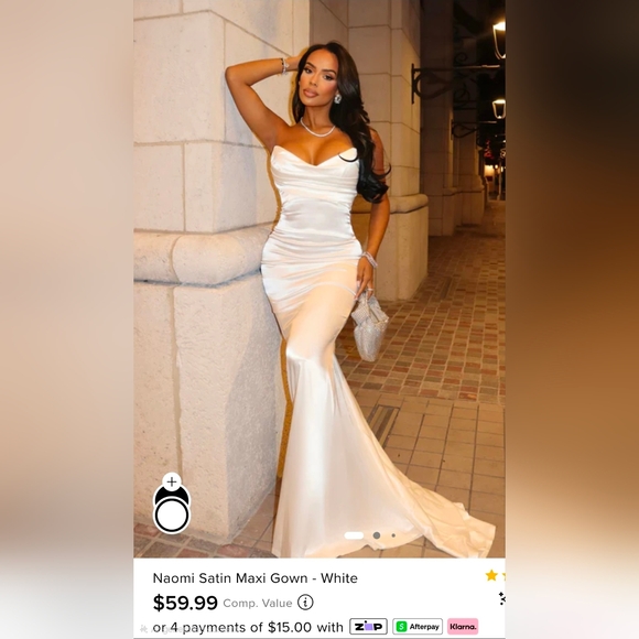 Fashion Nova Naomi Cream Satin Maxi Dress - Picture 3 of 9